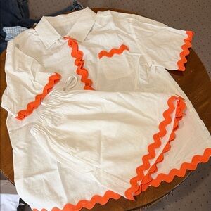 White and orange summer set size M